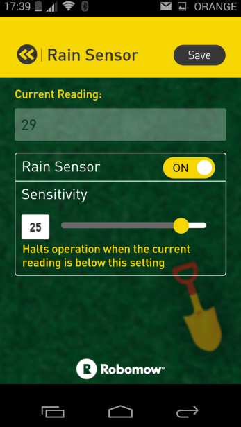 Mobile App Rain Sensor Screen