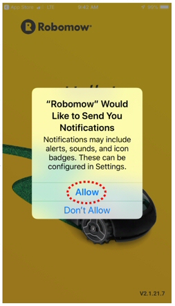 Allow Notifications Screen for Robomow App 2.0